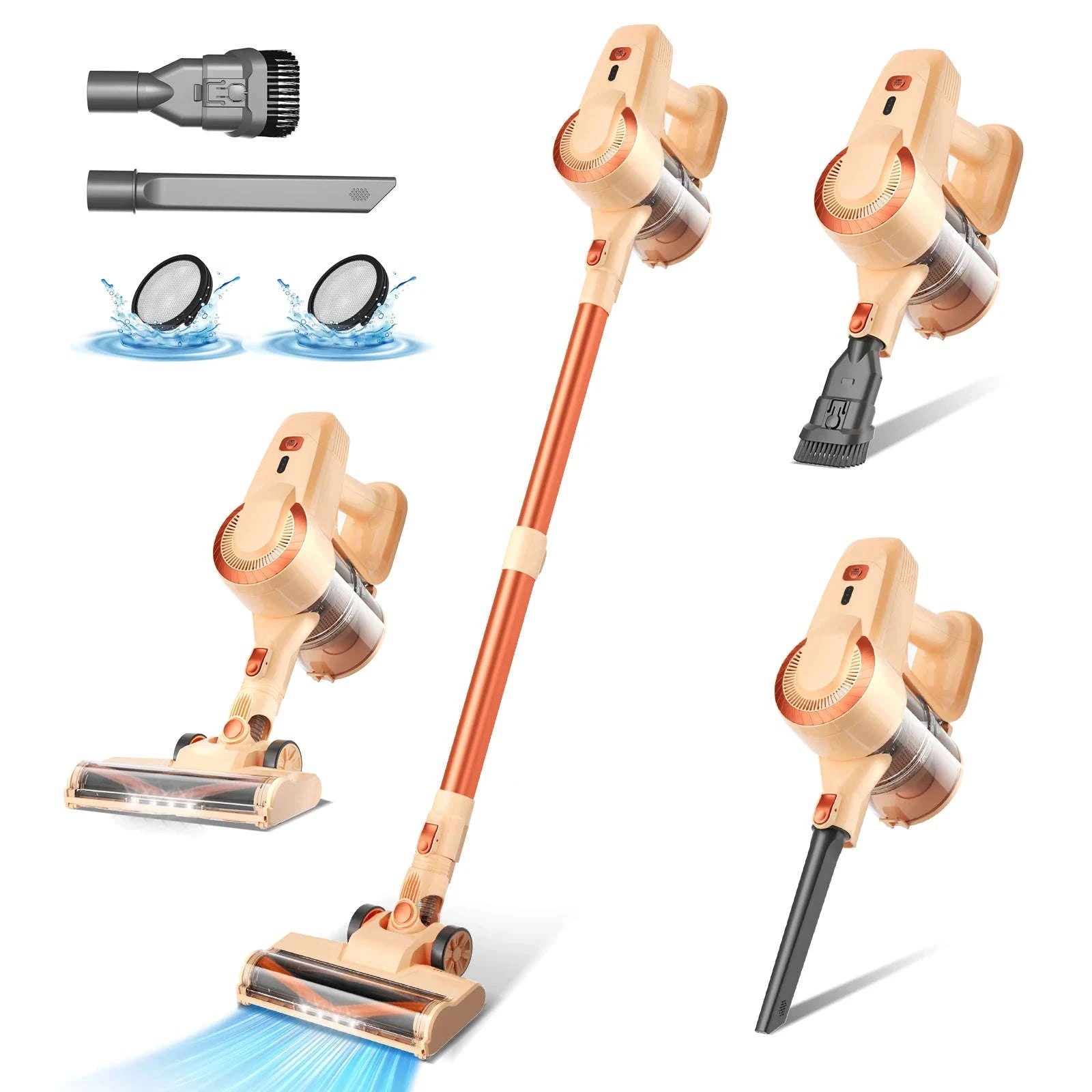 Cordless Stick Vacuum Cleaner 6-in-1 Lightweight-Orange / US / United States