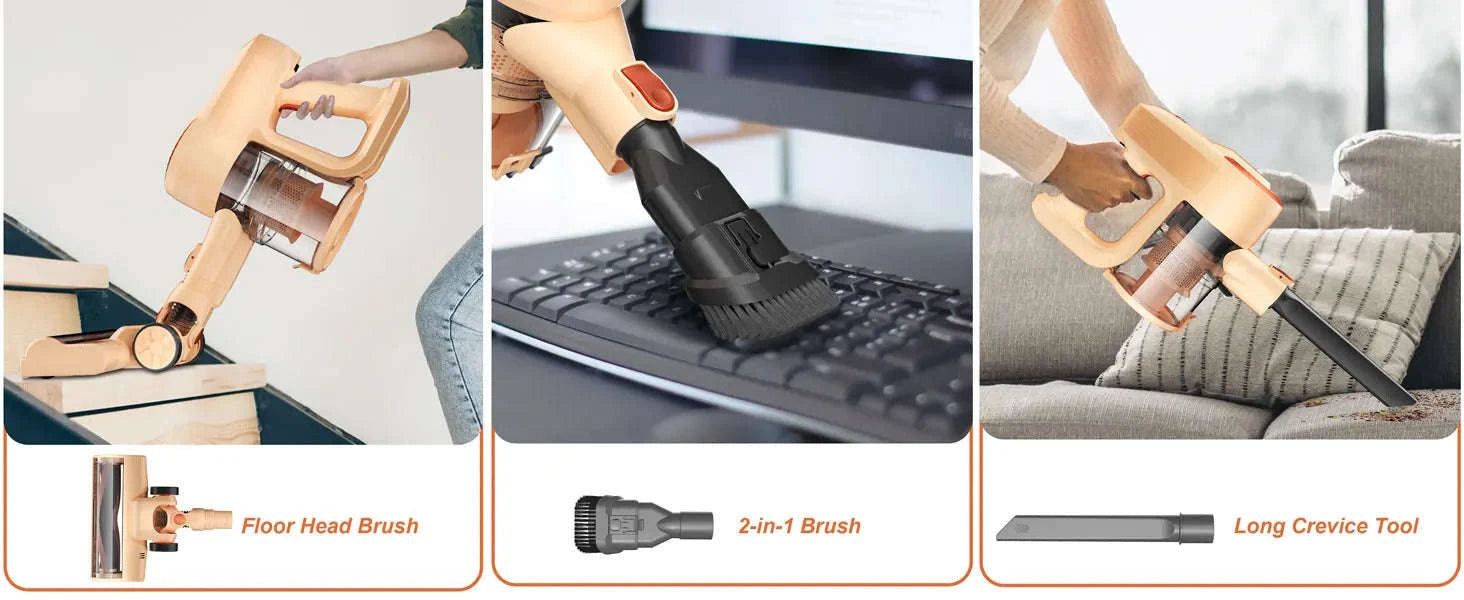 Cordless Stick Vacuum Cleaner 6-in-1 Lightweight-Orange / US / United States