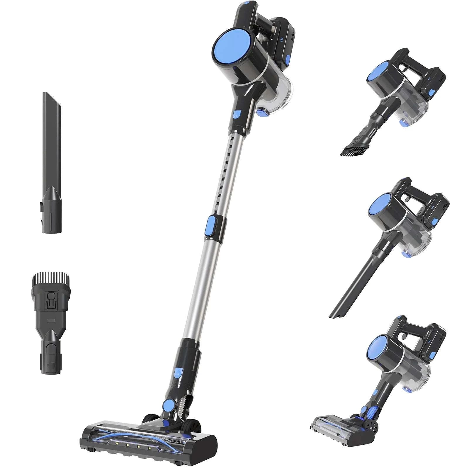 Cordless Stick Vacuum with LED Brush, Wall Mount & 3 Head Tools-Purple Yellow / United States