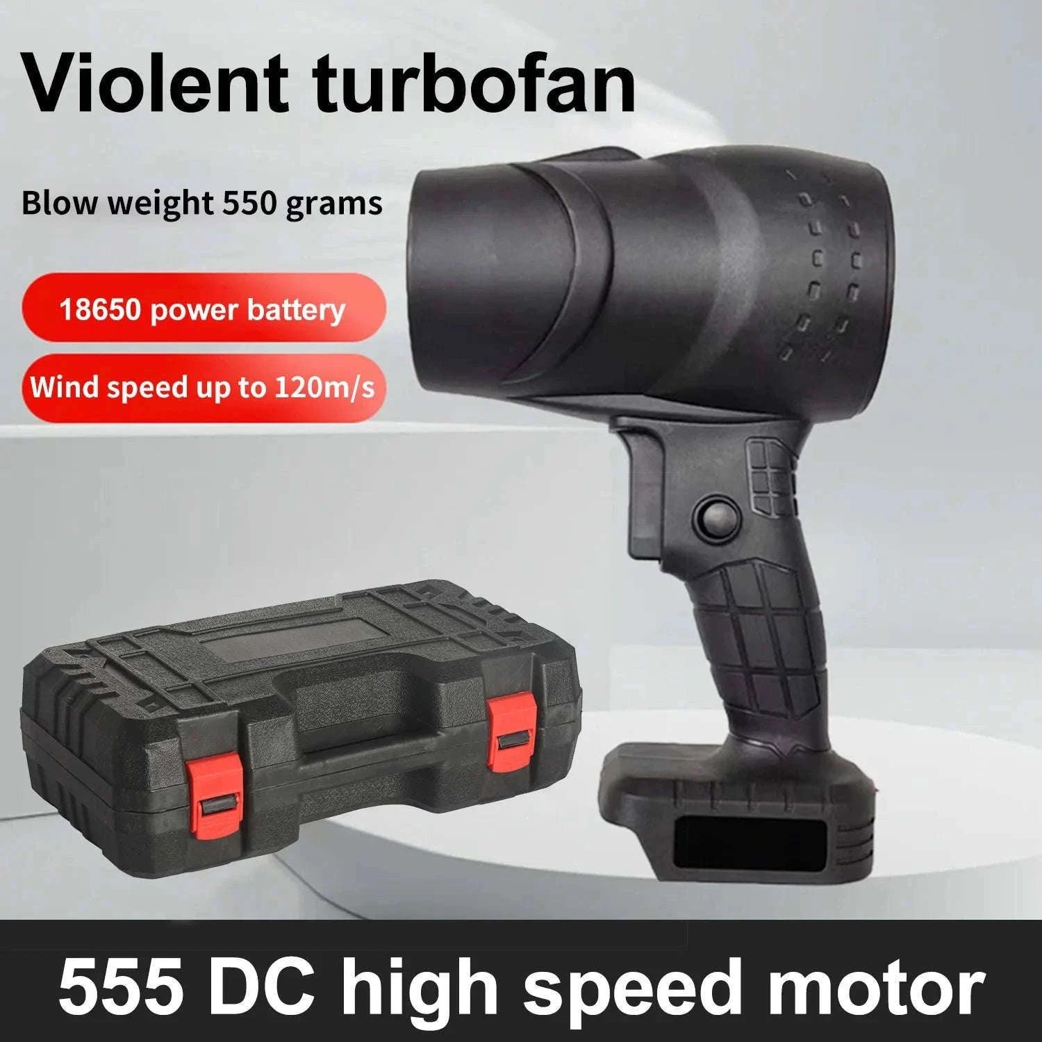 Cordless Turbo Fan Blower 120km/h 36000RPM Car Dryer & Dust Cleaner-Black 1 pc Battery / france / EU