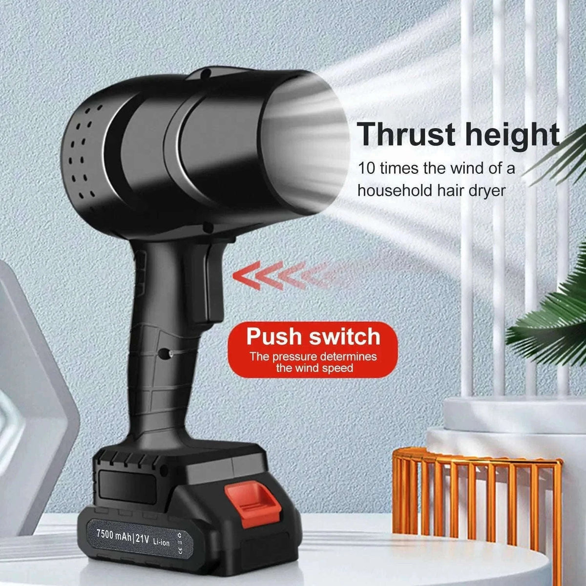 Cordless Turbo Fan Blower 120km/h 36000RPM Car Dryer & Dust Cleaner-Black 1 pc Battery / france / EU
