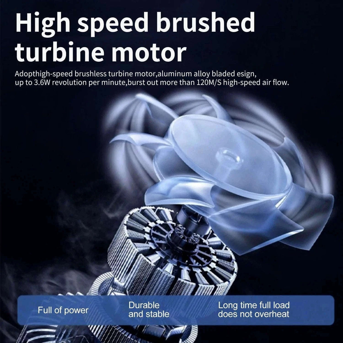 Cordless Turbo Fan Blower 120km/h 36000RPM Car Dryer & Dust Cleaner-Black 1 pc Battery / france / EU