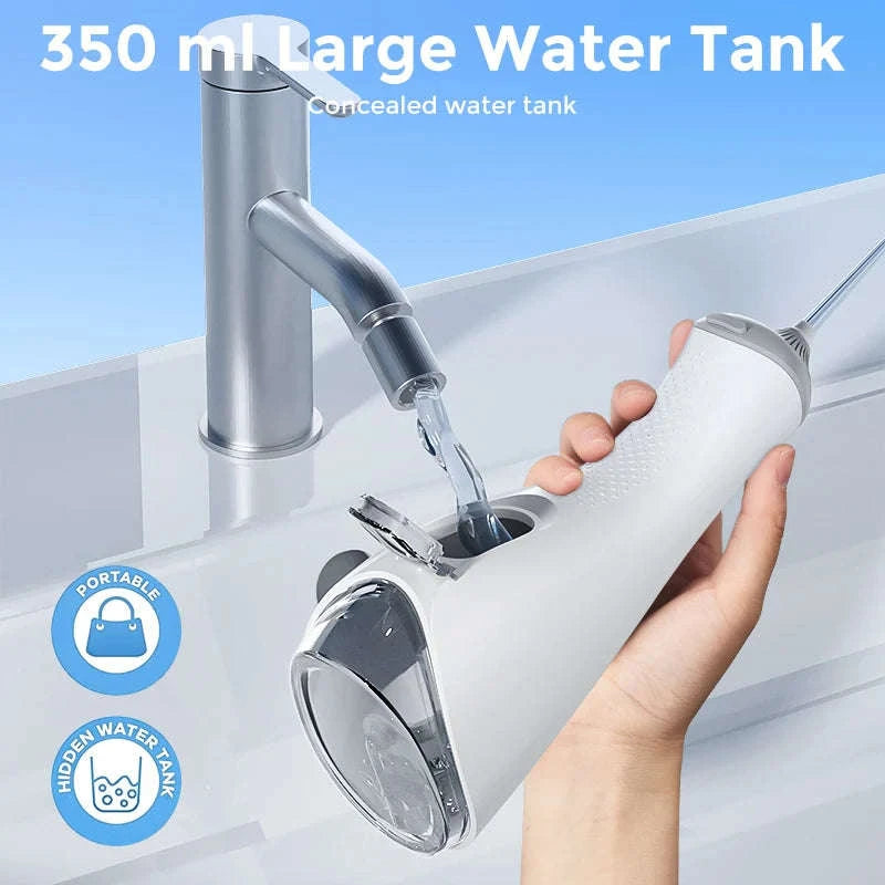 Cordless Water Flosser with 6 Nozzles & 5 Modes, 350ml Tank-black / United States