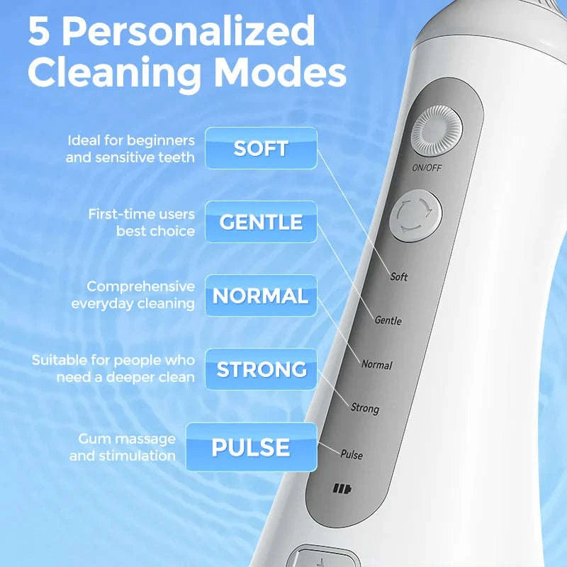 Cordless Water Flosser with 6 Nozzles & 5 Modes, 350ml Tank-black / United States