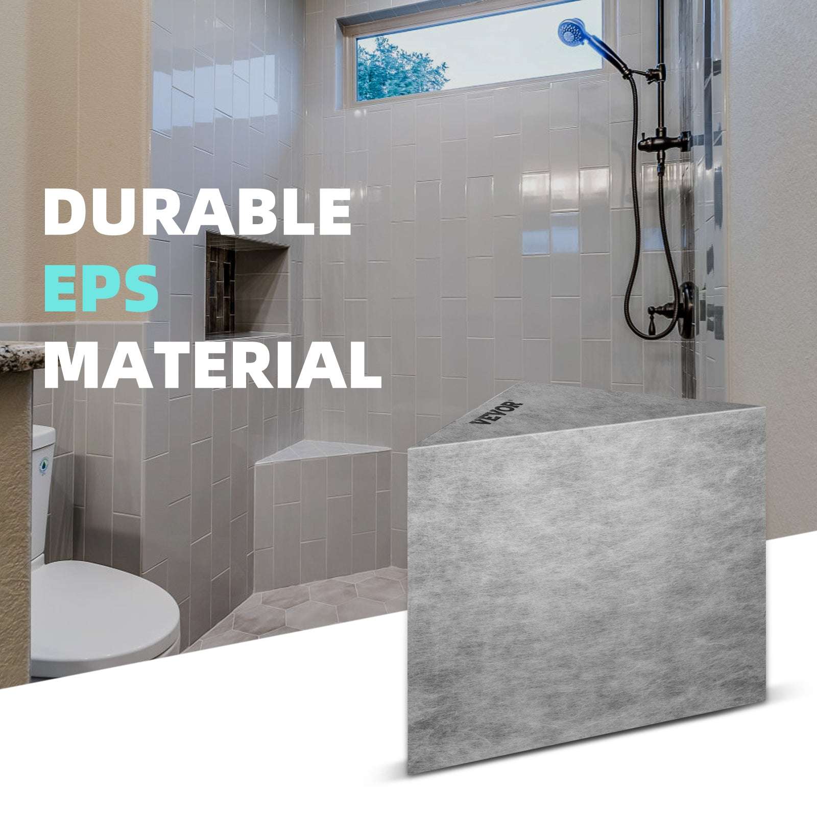 Corner Tile Shower Seat 22.4" Waterproof Bench 440lb Capacity-22.4x16x20inch / United States