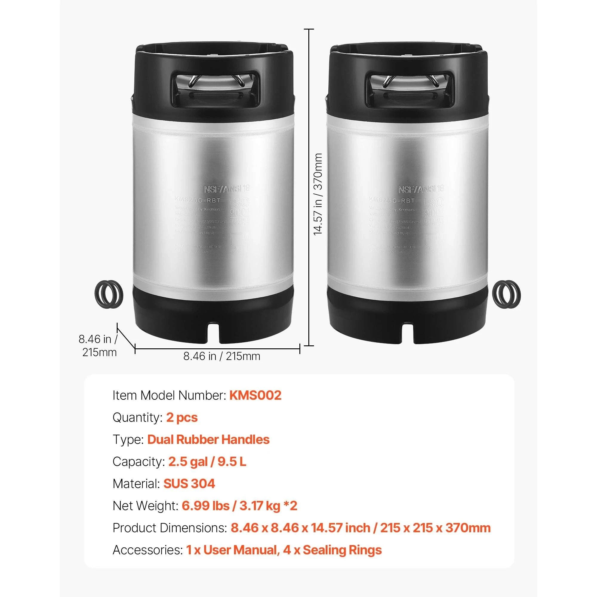 Corny Ball Lock Keg 304 Stainless Steel Cold Brew & Beer Keg-5gal 1pcs / United States