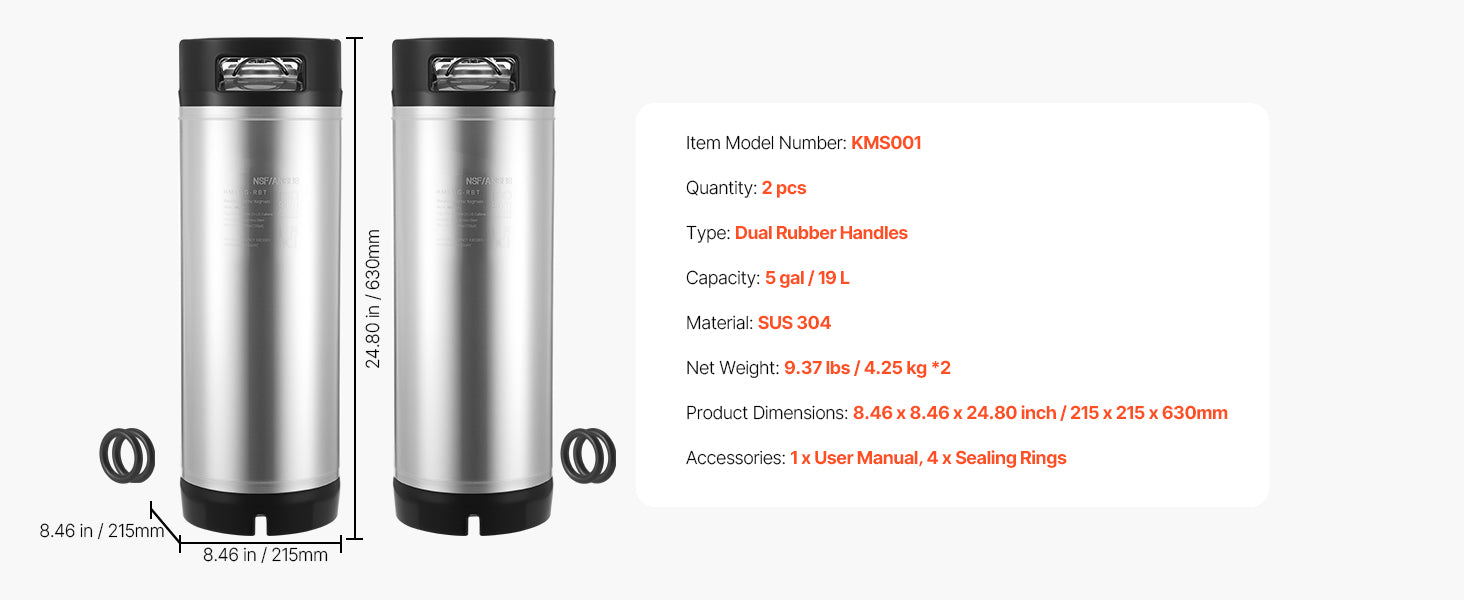 Corny Ball Lock Keg 304 Stainless Steel Cold Brew & Beer Keg
