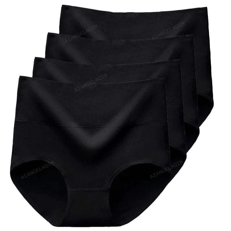 Cotton Panties 4-Pack High-Waist Body Shaper-B GRAY SKIN PINK / 3XL / 4pcs