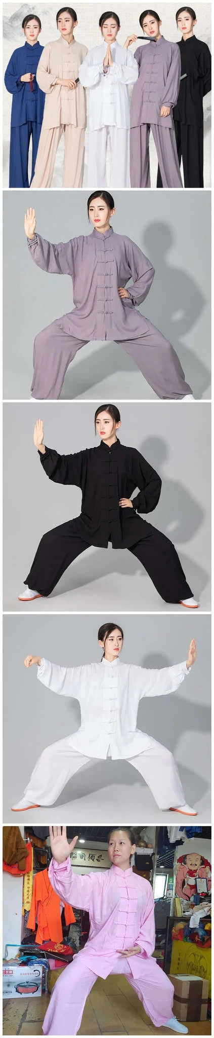 Cotton Tai Chi and Kung Fu Uniform for Kids and Adults-blue / XS(155cm)