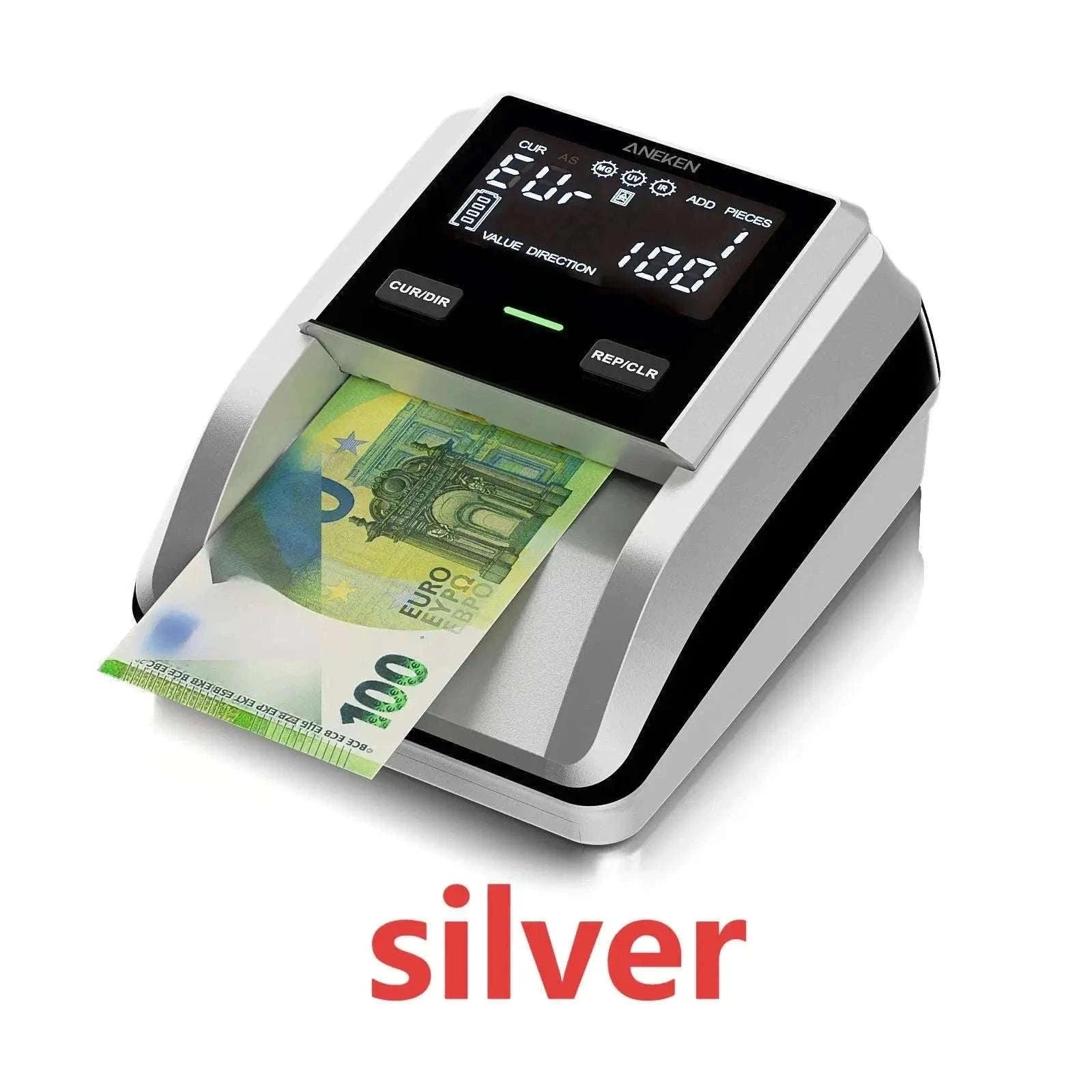 Counterfeit Bill Detector with 2.8 Inch Screen and Total Value Display-dark green