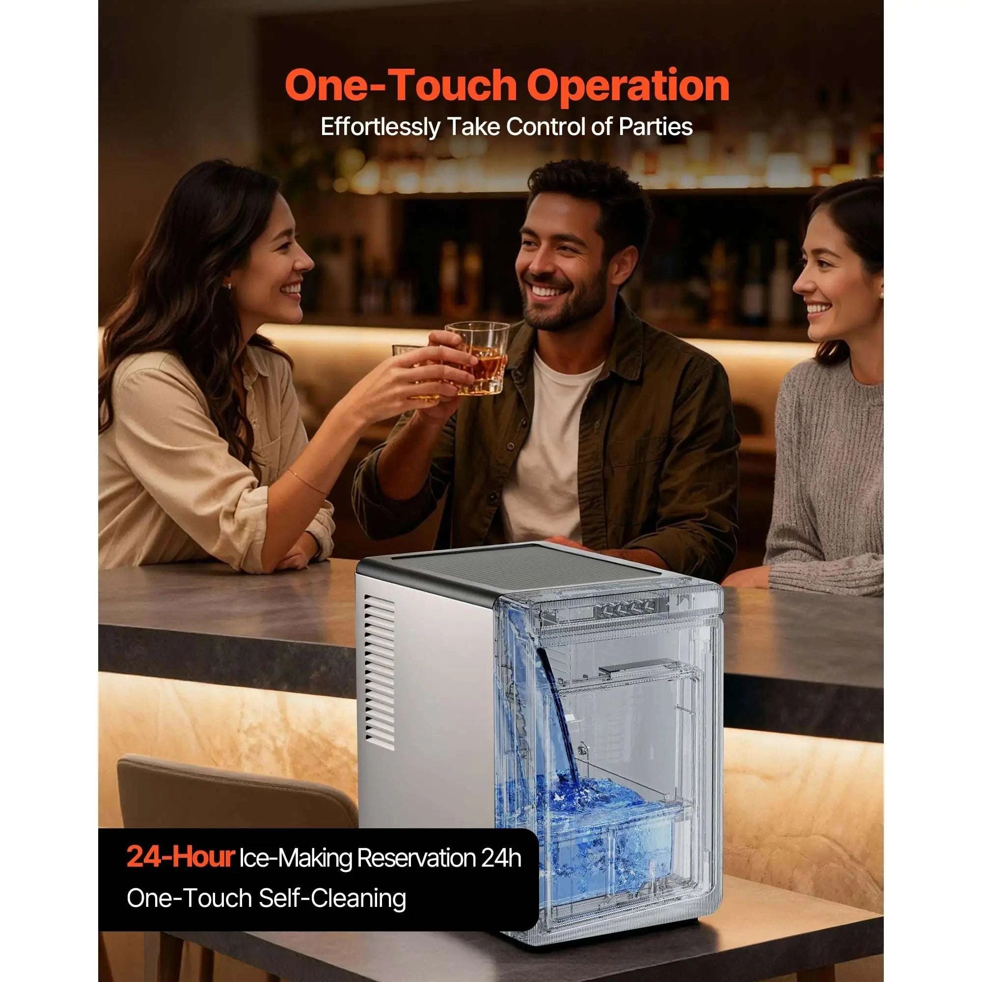 Countertop Ice Maker 22 lbs Daily with Large Square Ice Cubes-250 W / United States