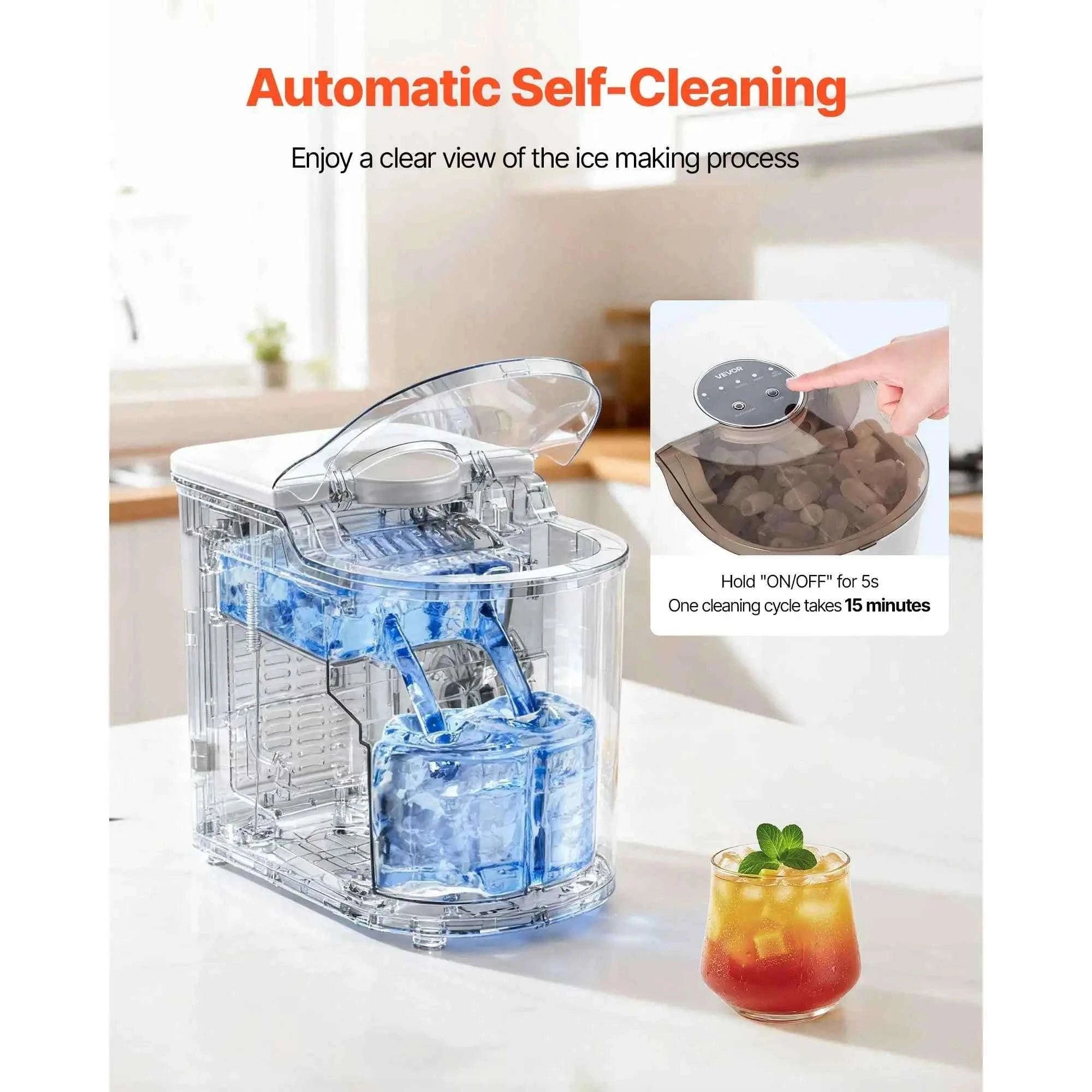 Countertop Ice Maker 7 Cubes Ready in 6 Minutes 26 lbs per Day-26lbs / United States