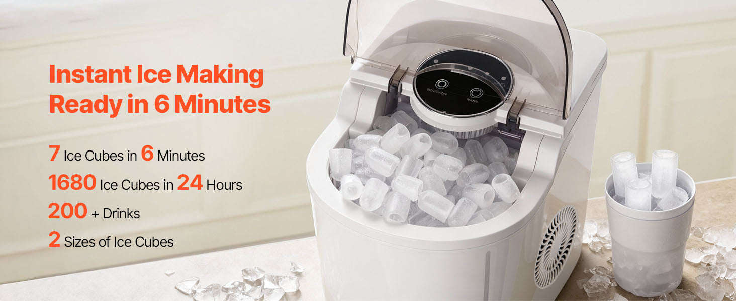 Countertop Ice Maker 7 Cubes Ready in 6 Minutes 26 lbs per Day-26lbs / United States