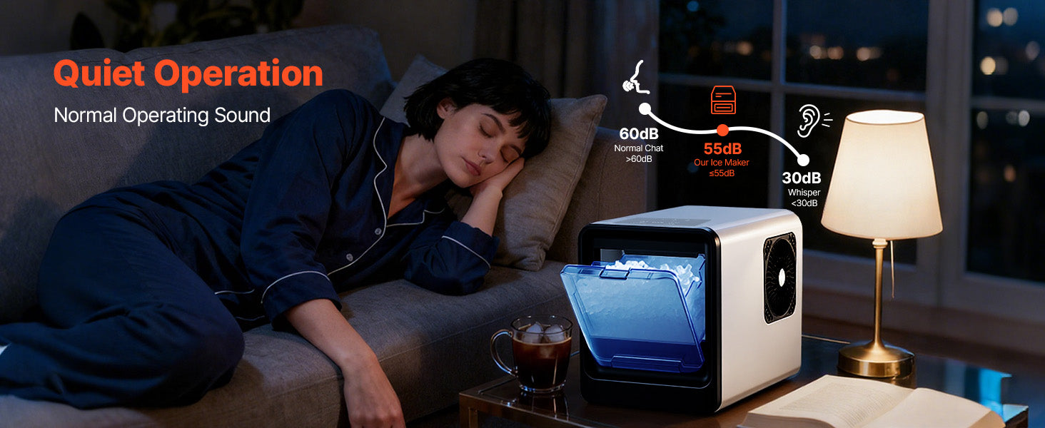 Countertop Nugget Ice Maker 33–44 lbs/Day with Self-Cleaning
