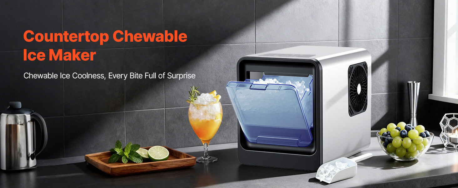 Countertop Nugget Ice Maker 33–44 lbs/Day with Self-Cleaning