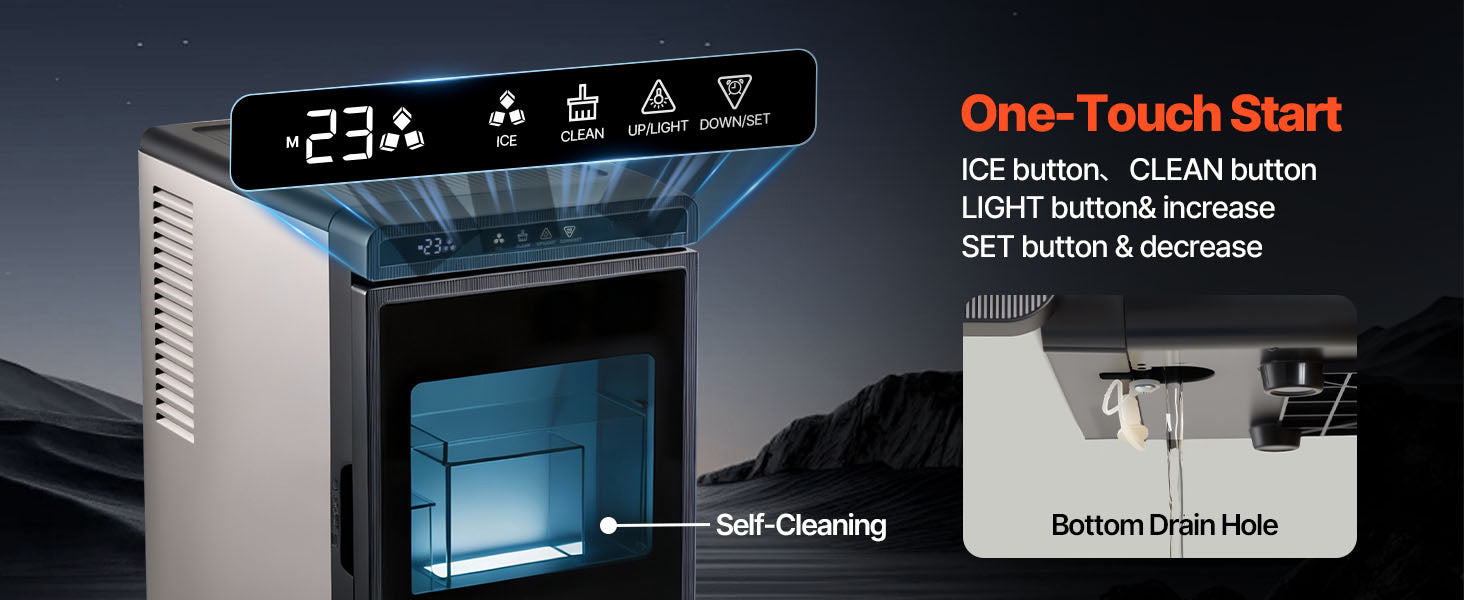 Countertop Ice Maker 22 lbs Daily with Large Square Ice Cubes