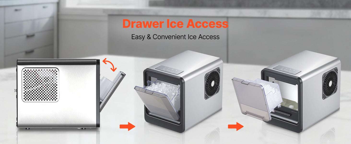 Countertop Nugget Ice Maker 33–44 lbs/Day with Self-Cleaning-33lbs per 24H / United States