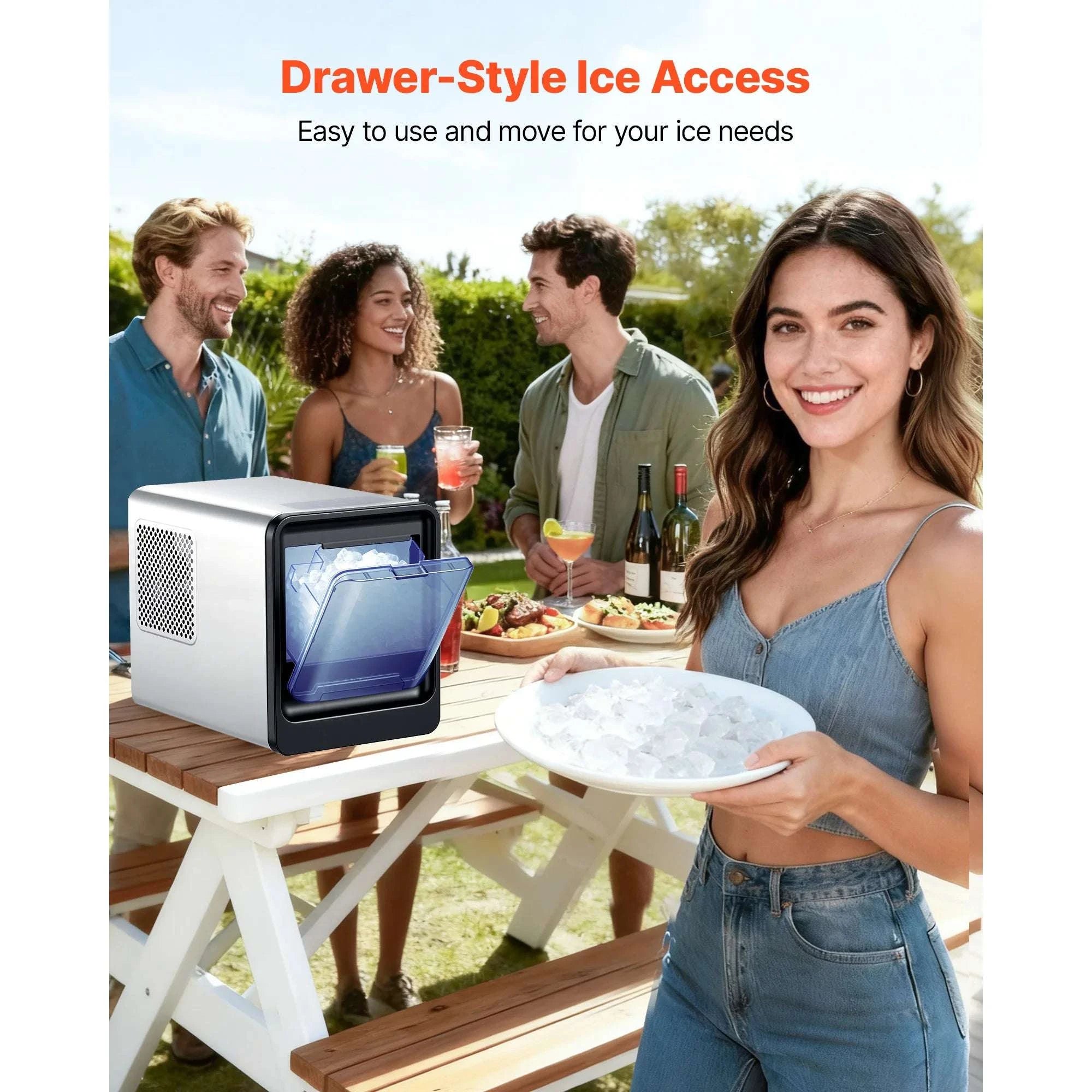 Countertop Nugget Ice Maker 33–44 lbs/Day with Self-Cleaning-33lbs per 24H / United States