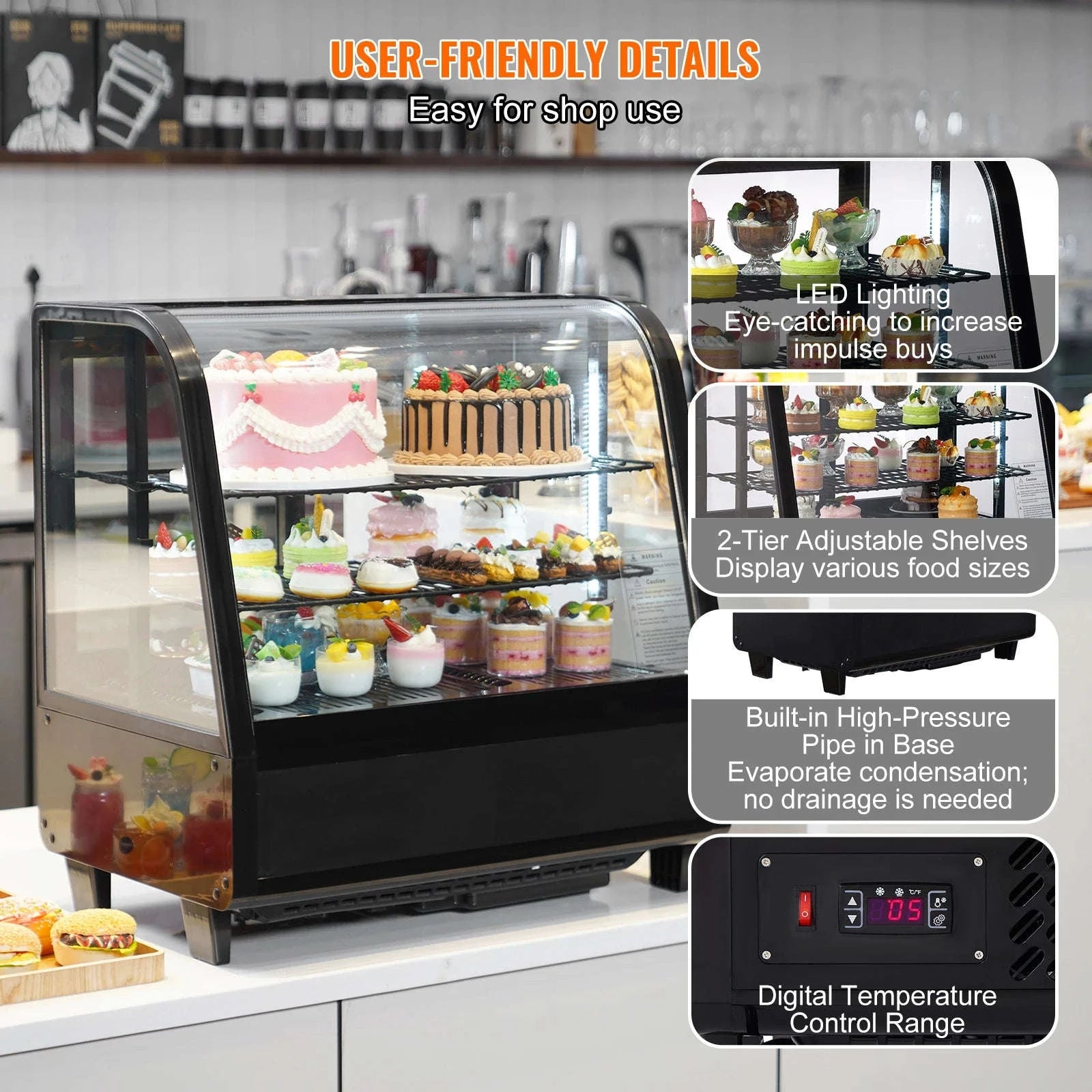 Countertop Refrigerated Display Case with LED Lighting and Turbo Cooling-type2 / United States