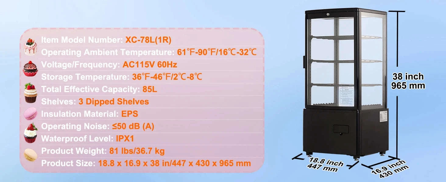 Countertop Refrigerated Display Case with LED Lighting and Turbo Cooling-type2 / United States