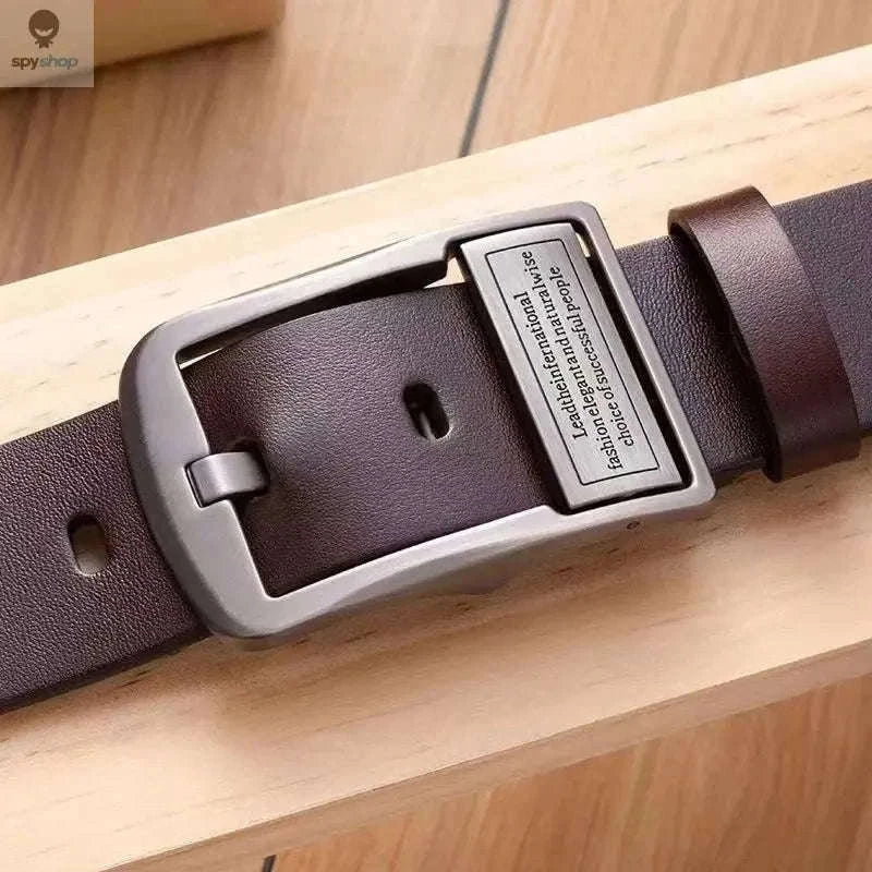 Cowhide Leather Belt with Metal Pin Buckle for Daily Style-YK-coffee / 110cm