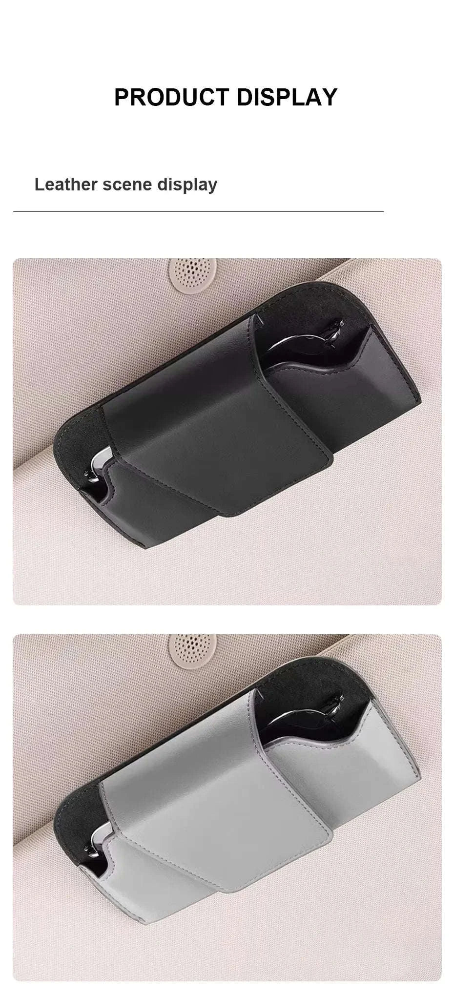 Cowhide Sun Visor Glasses Holder-Cowhide gray