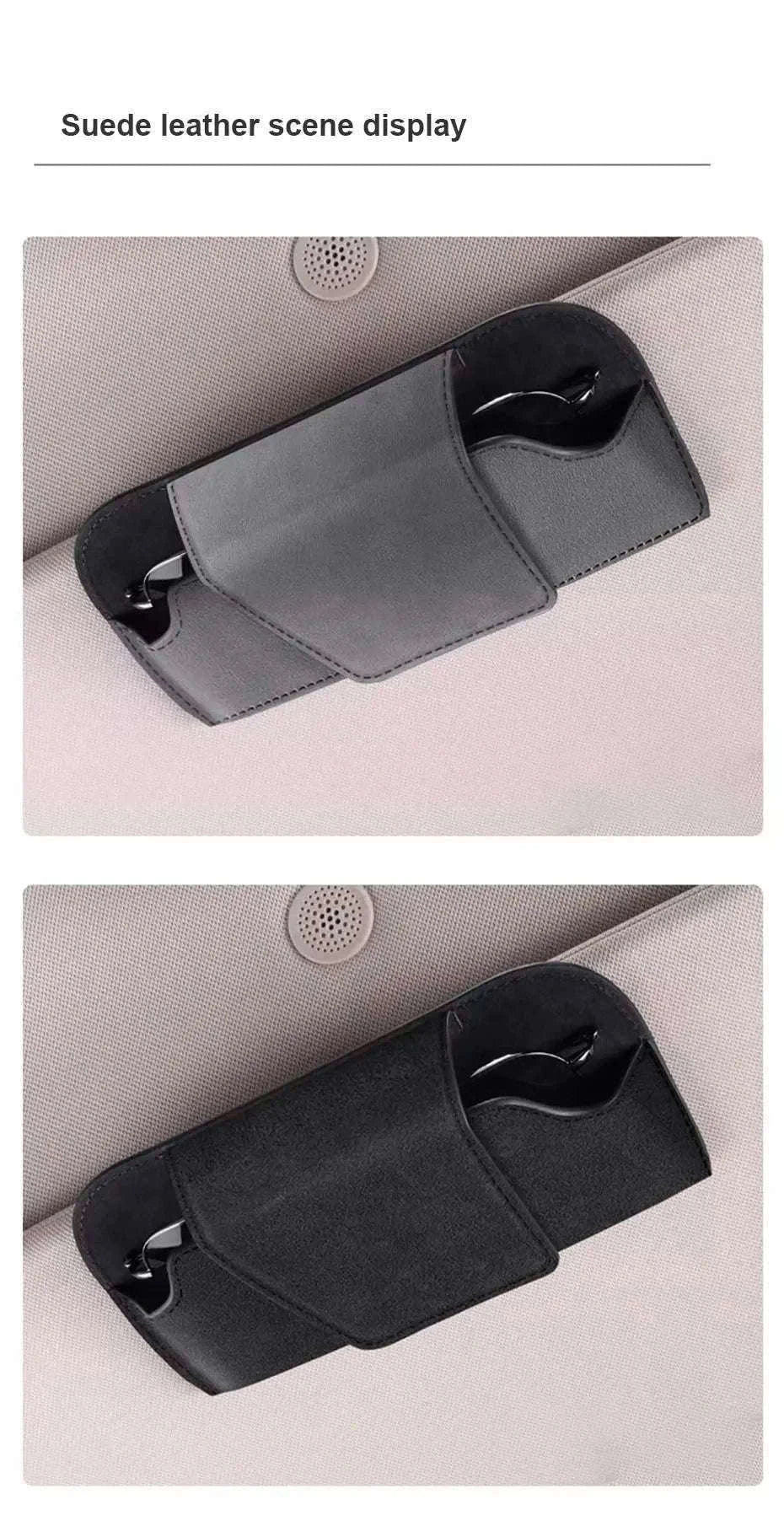 Cowhide Sun Visor Glasses Holder-Cowhide gray