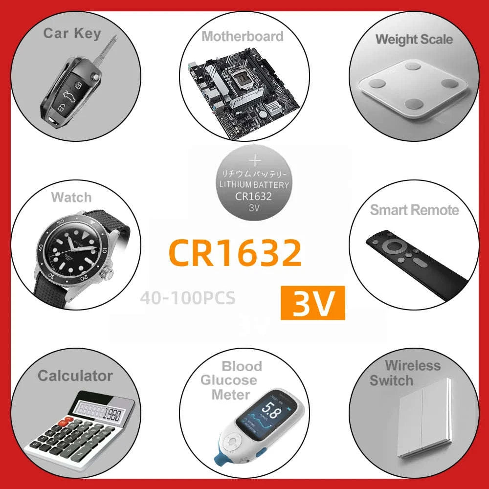 CR1632 3V Lithium Coin Battery for Watches, Remotes & Devices-80PCS CR1632 (GF) KN / United States