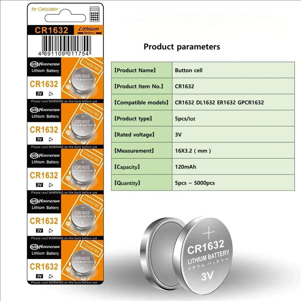 CR1632 3V Lithium Coin Battery for Watches, Remotes & Devices-80PCS CR1632 (GF) KN / United States