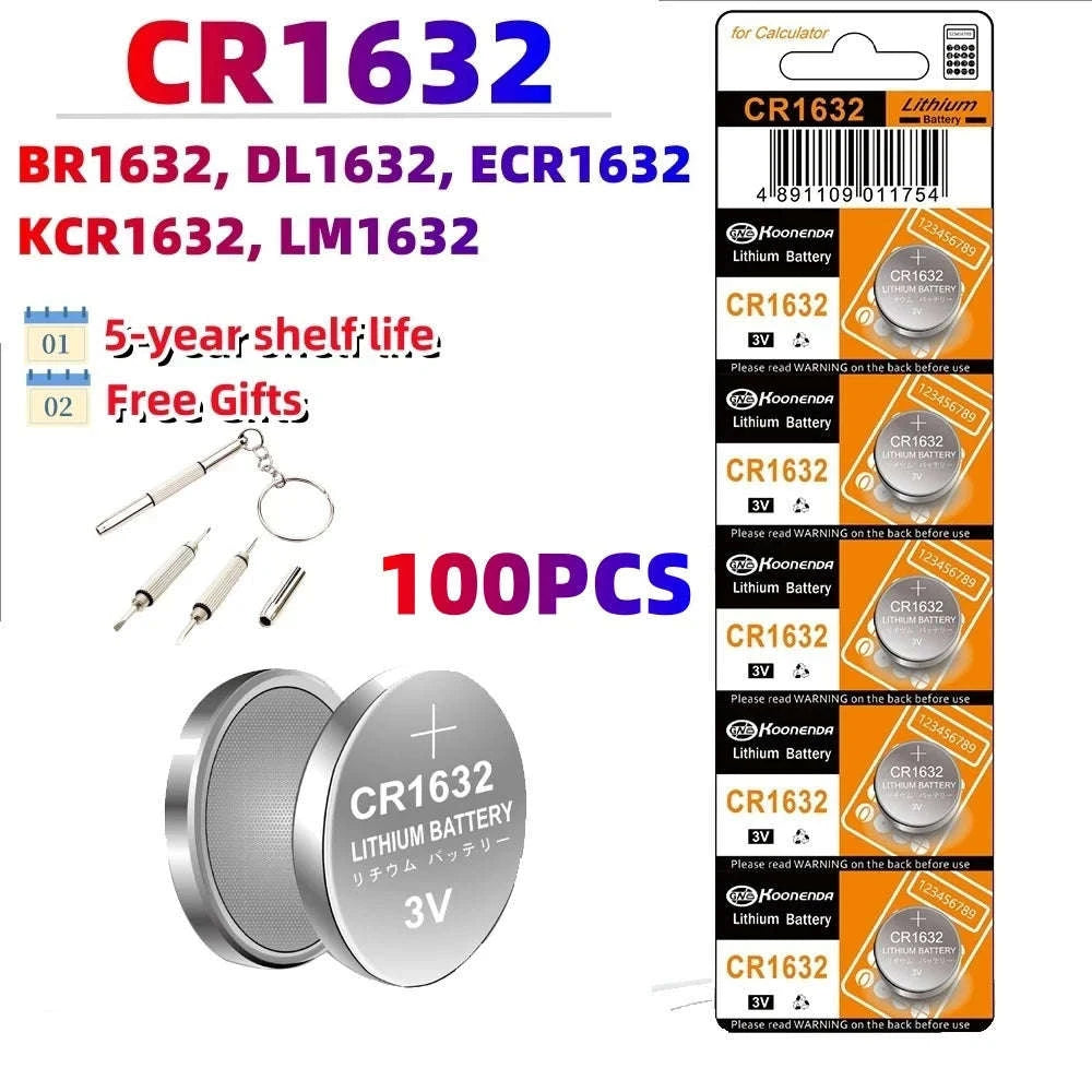 CR1632 3V Lithium Coin Battery for Watches, Remotes & Devices-80PCS CR1632 (GF) KN / United States