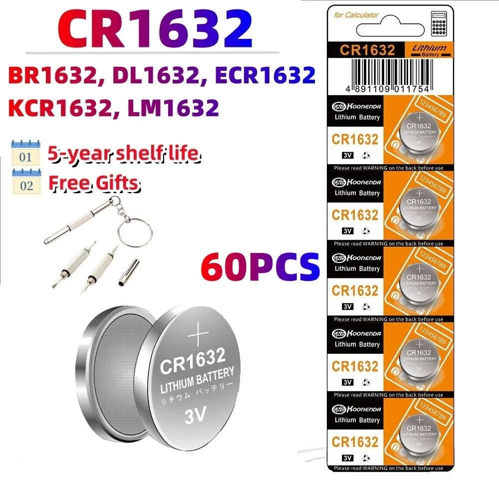 CR1632 3V Lithium Coin Battery for Watches, Remotes & Devices-80PCS CR1632 (GF) KN / United States