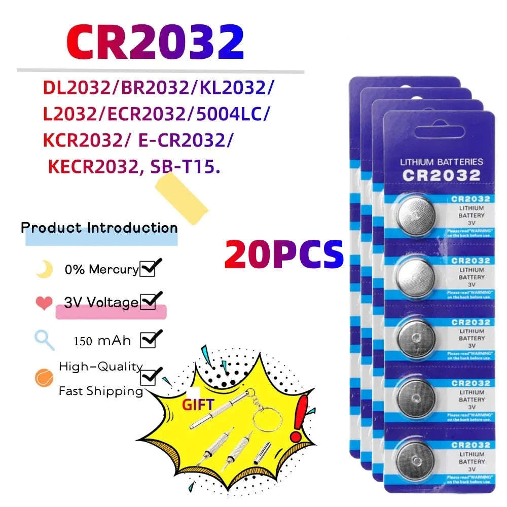 CR2032 3V Button Cell Battery Pack for Remotes, Watches & Electronics-100 PCS CR2032(G) / United States