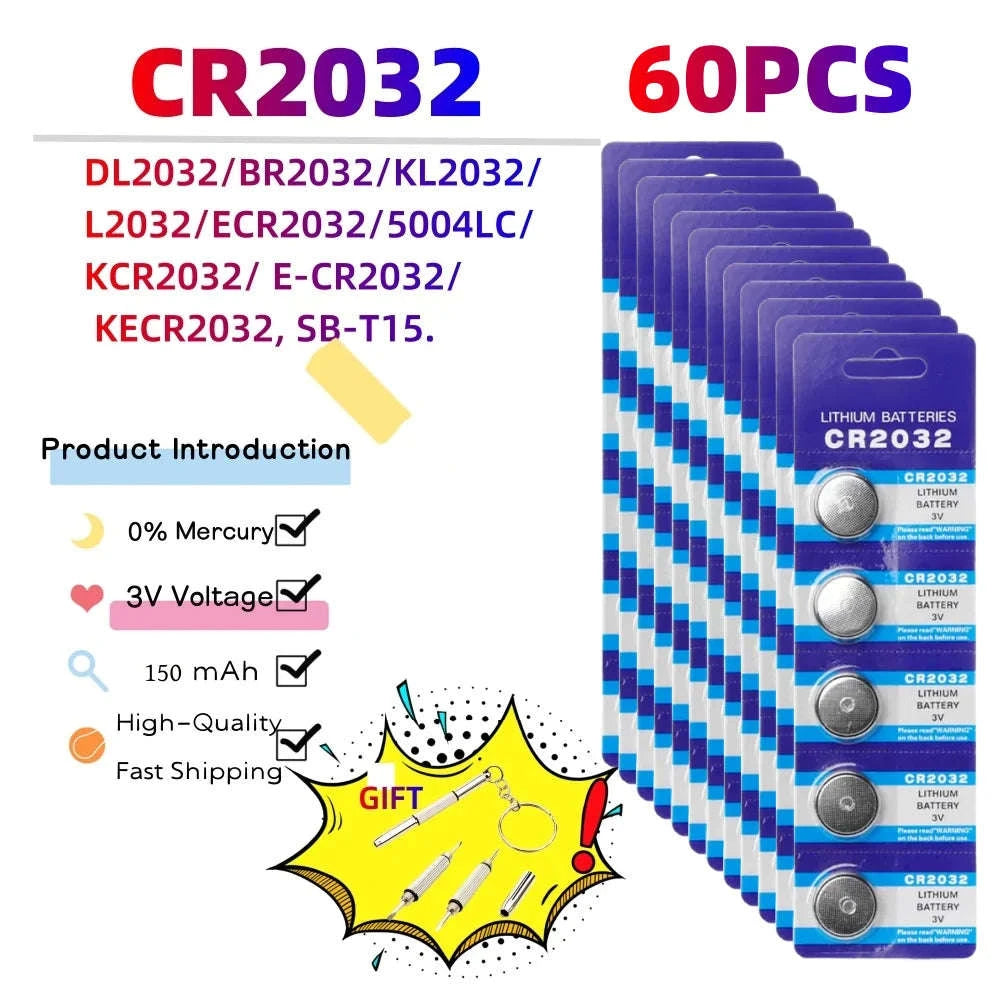 CR2032 3V Button Cell Battery Pack for Remotes, Watches & Electronics-100 PCS CR2032(G) / United States