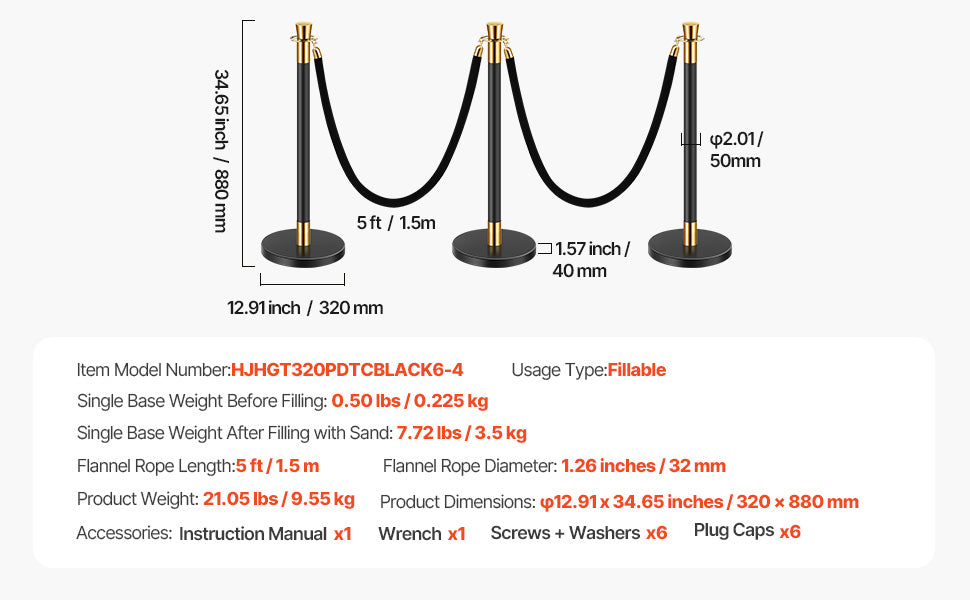 SucceBuy bariery stangowe 6 szt. Bariery do zarządzania tłumem 4 czerwone liny/połyskujące velvet ropes ze stali nierdzewnej słupki do kolejki z podstawą wypełnianą do imprezy