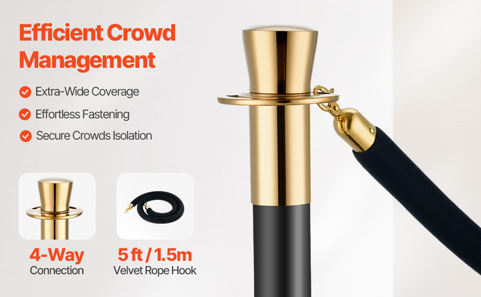 SucceBuy bariery stangowe 6 szt. Bariery do zarządzania tłumem 4 czerwone liny/połyskujące velvet ropes ze stali nierdzewnej słupki do kolejki z podstawą wypełnianą do imprezy