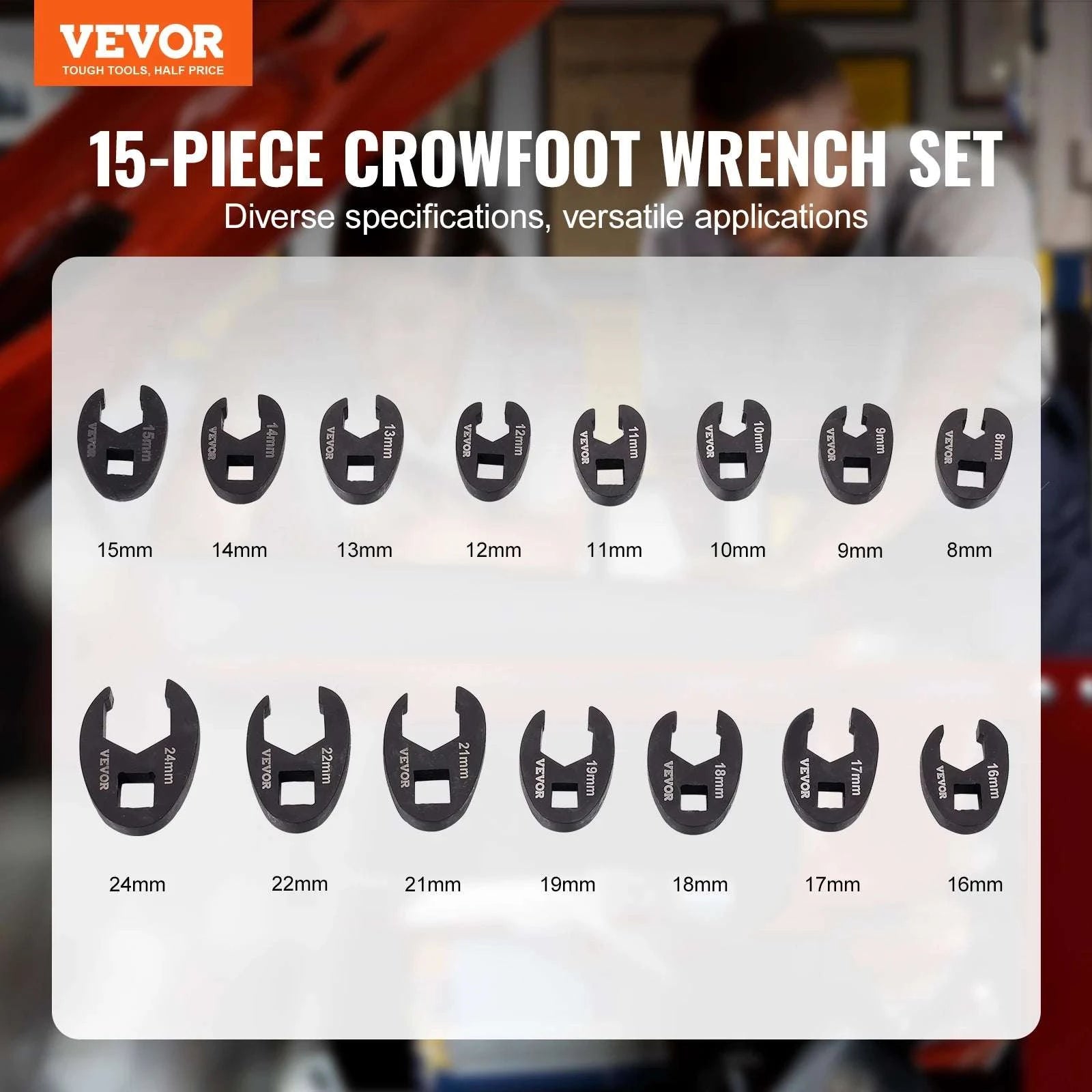 Crowfoot Wrench Set 3/8" & 1/2" Drive CR-MO Steel Tool Kit-XMNJ0014PCs-B 5.04 / GERMANY