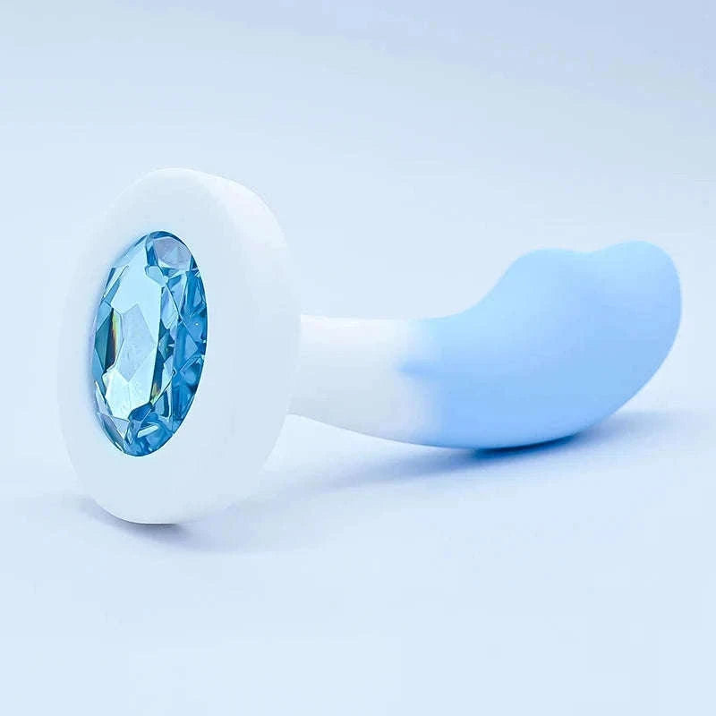 Crystal Base Silicone Anal Plug for Comfortable Exploration-Purple White / M-2.6cm