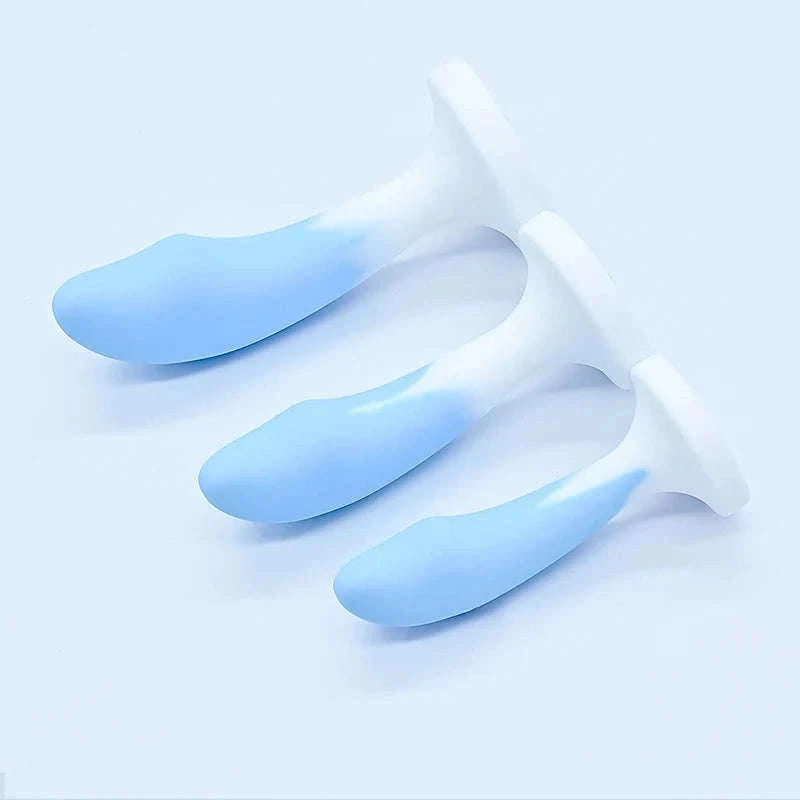 Crystal Base Silicone Anal Plug for Comfortable Exploration-Purple White / M-2.6cm