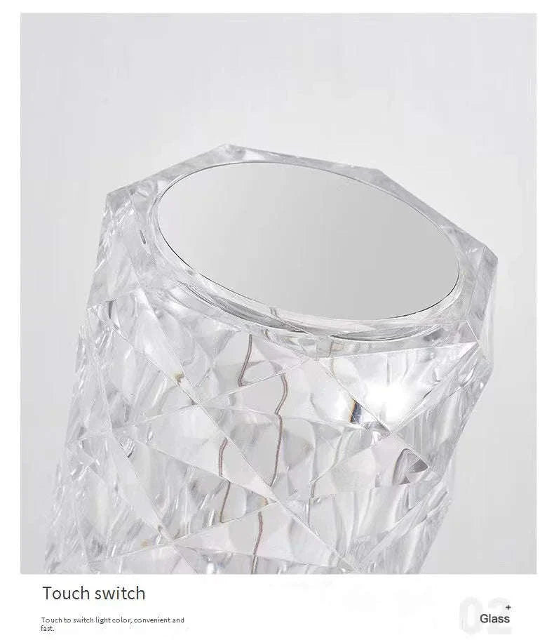Crystal Diamond Table Lamp Rechargeable Acrylic Ambiance Light-Large-3 colors