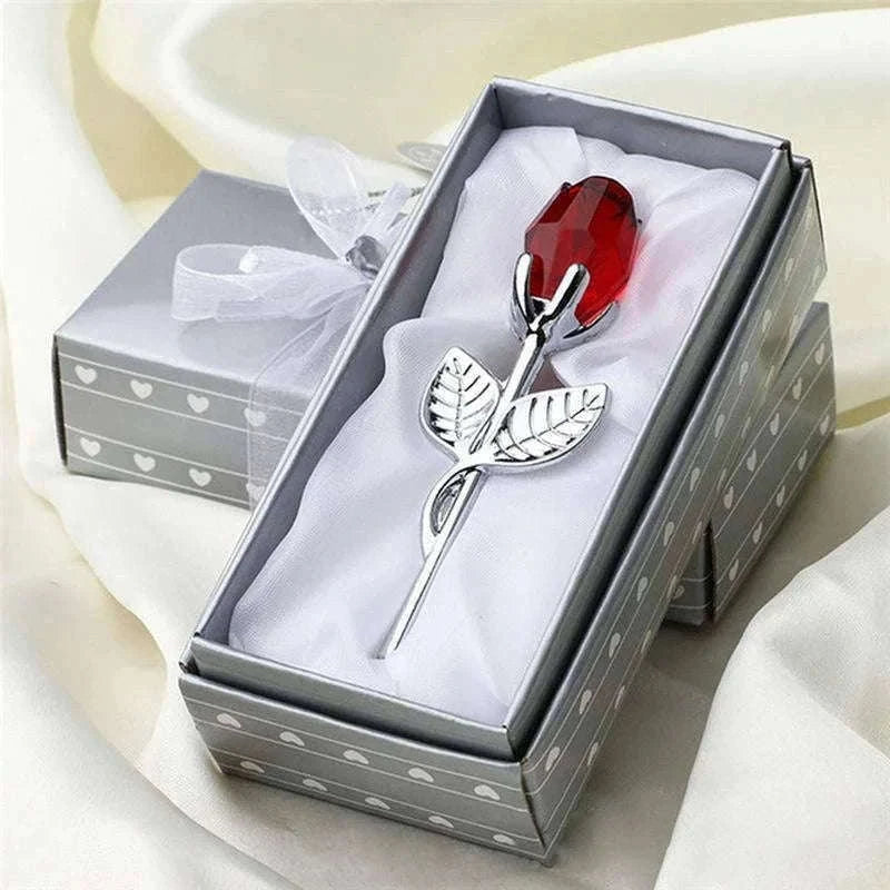 Crystal Rose Flower Figurine Gift Decoration-F