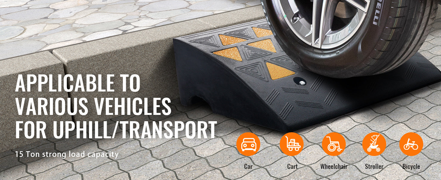 SucceBuy 1/2 pakiranje gumijastih zapornic za prag, ravenje terase in dvorišča, ramp za vozila, z stabilno mrežno strukturo za avtomobile, invalidski voziček, motorje in kolesa