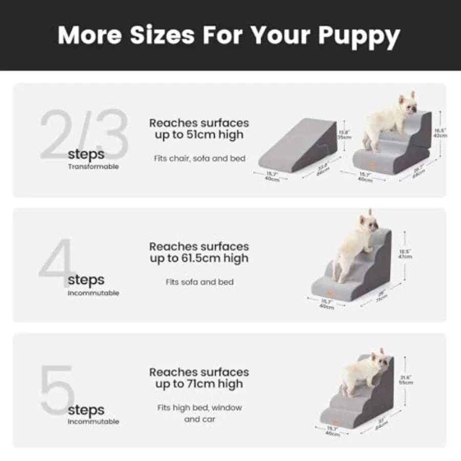 Curved Dog Stairs 18" High for Small Dogs – Non-Slip Pet Steps-United States / Grey