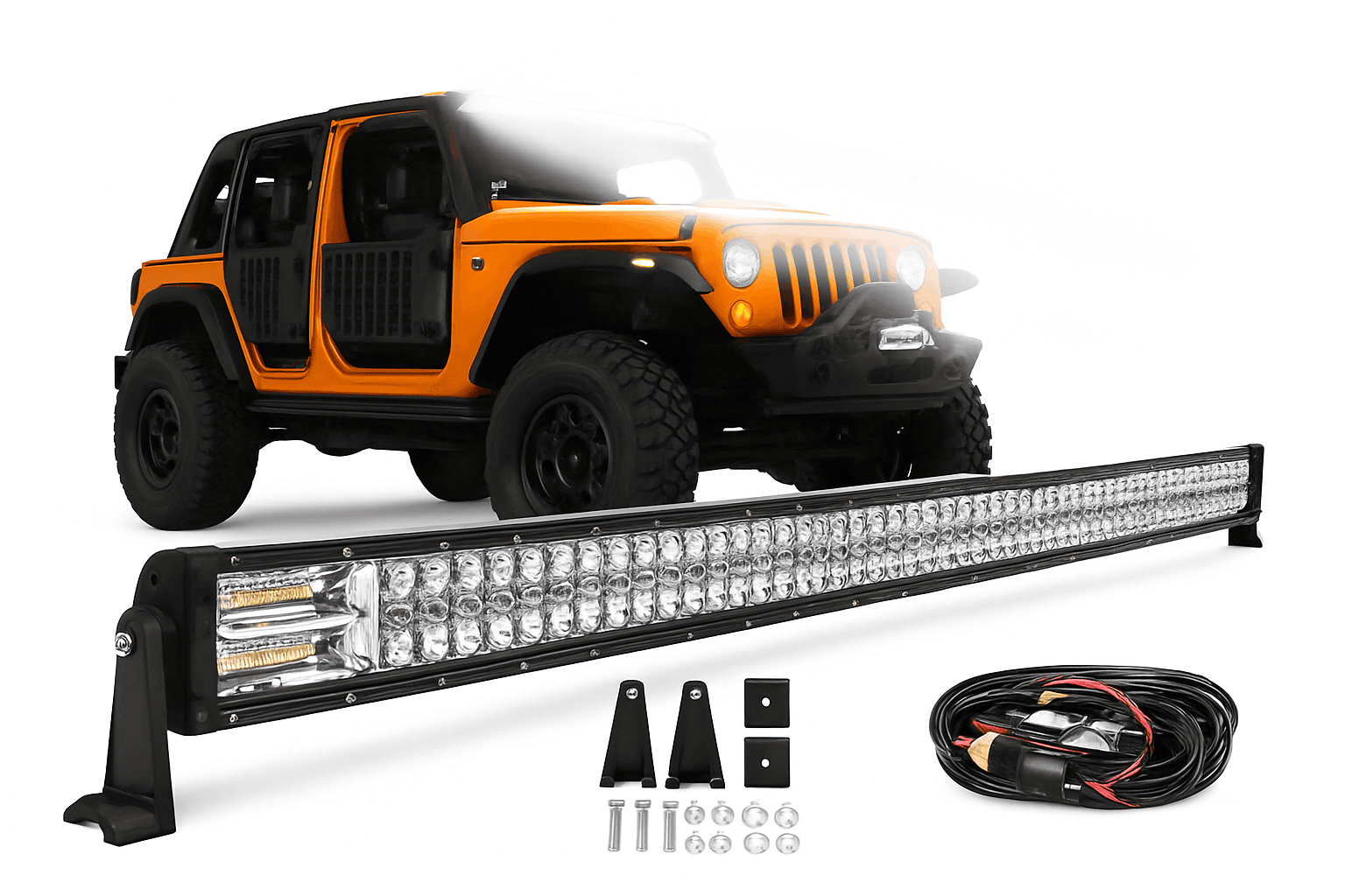 Curved Dual Row LED Light Bar Combo 420W-1020W 12V-24V-42Straight with Wire / france