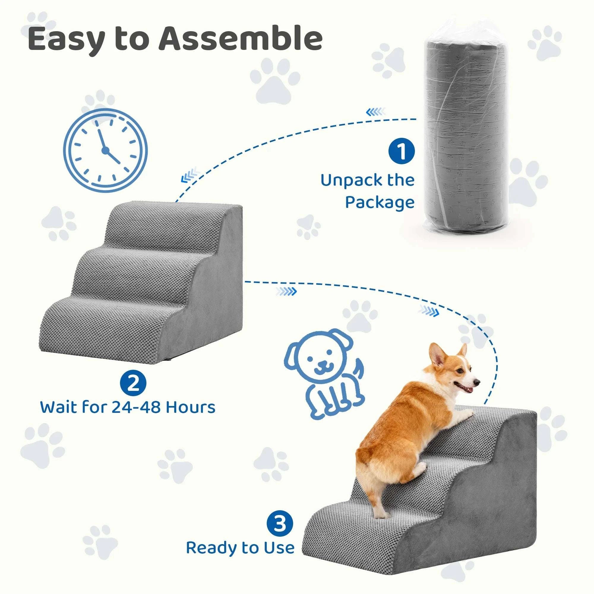 Curved Foam Dog Stairs Ramp Non-Slip Steps for Small Pets-5 Layers / United States