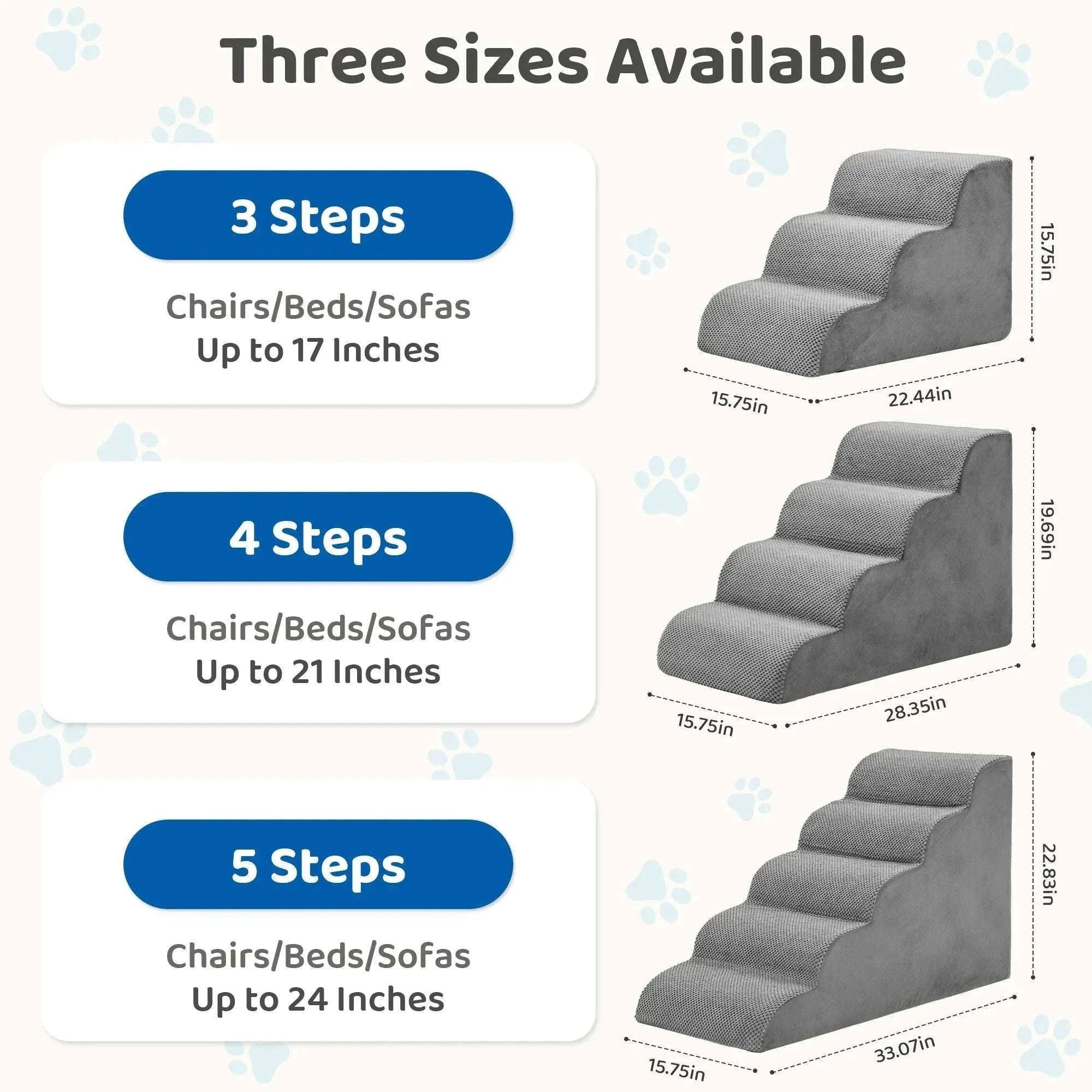 Curved Foam Dog Stairs Ramp Non-Slip Steps for Small Pets-5 Layers / United States