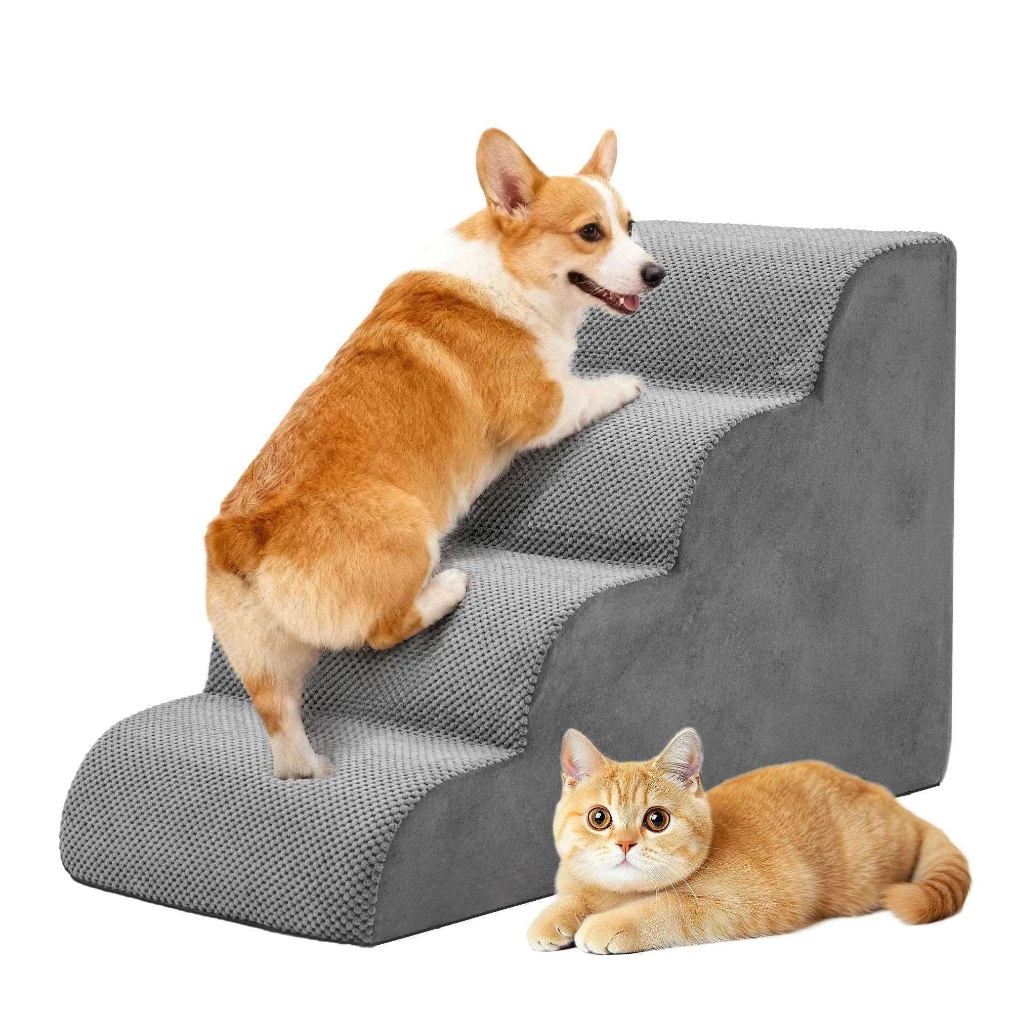 Curved Foam Dog Stairs Ramp Non-Slip Steps for Small Pets-5 Layers / United States