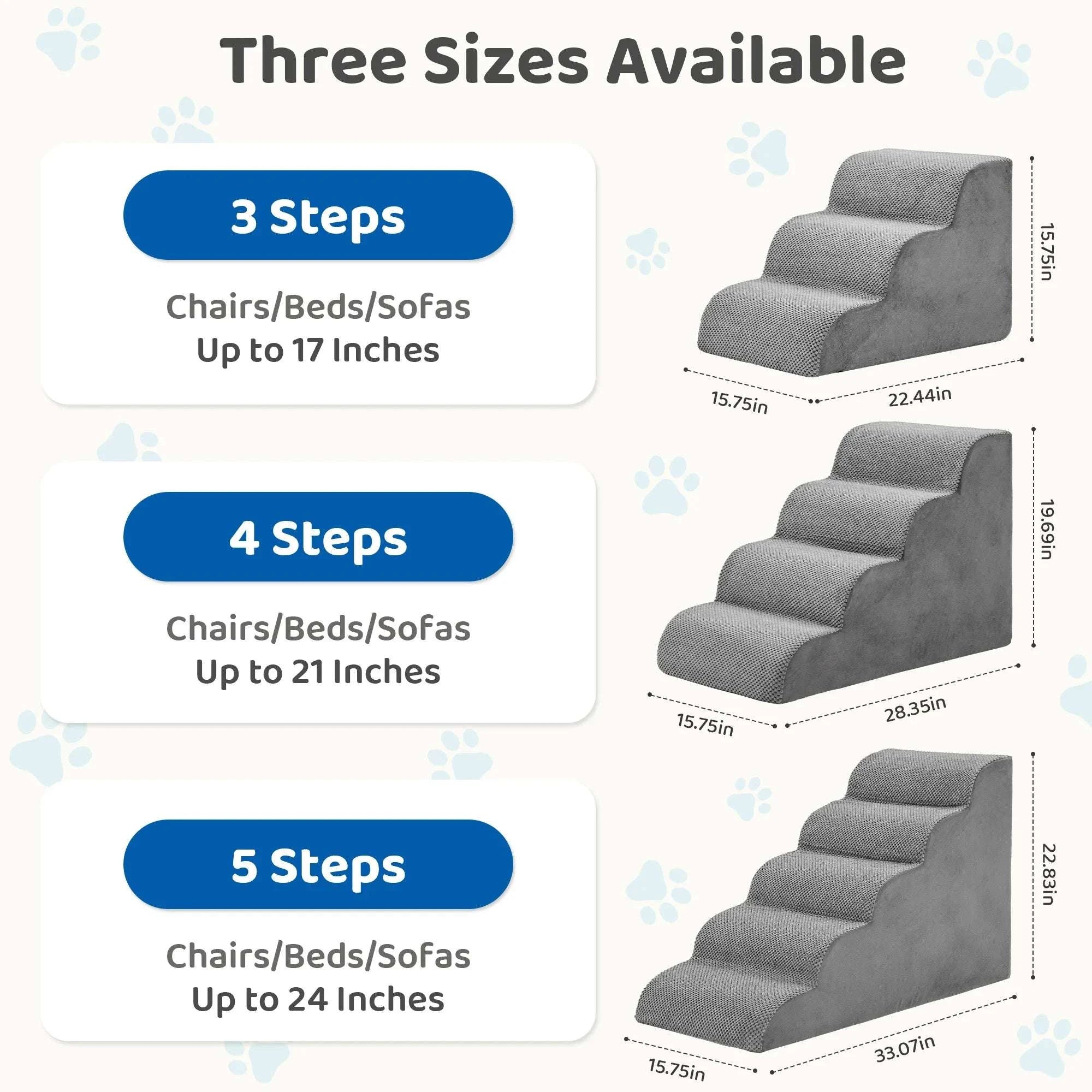 Curved Foam Dog Stairs Ramp Non-Slip Steps for Small Pets-5 Layers / United States