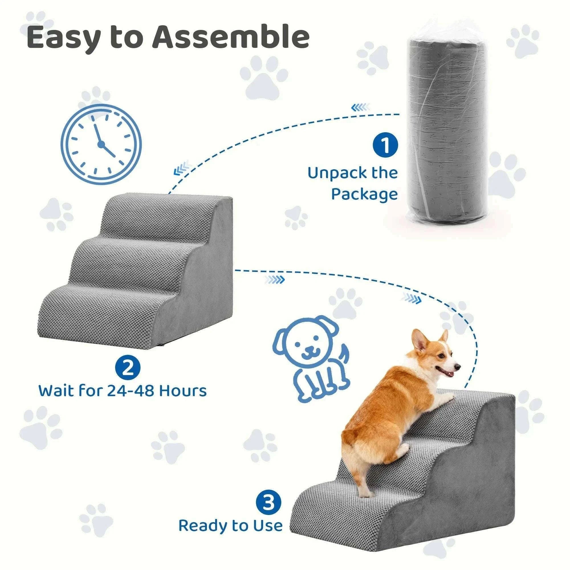 Curved Foam Dog Stairs Ramp Non-Slip Steps for Small Pets-5 Layers / United States