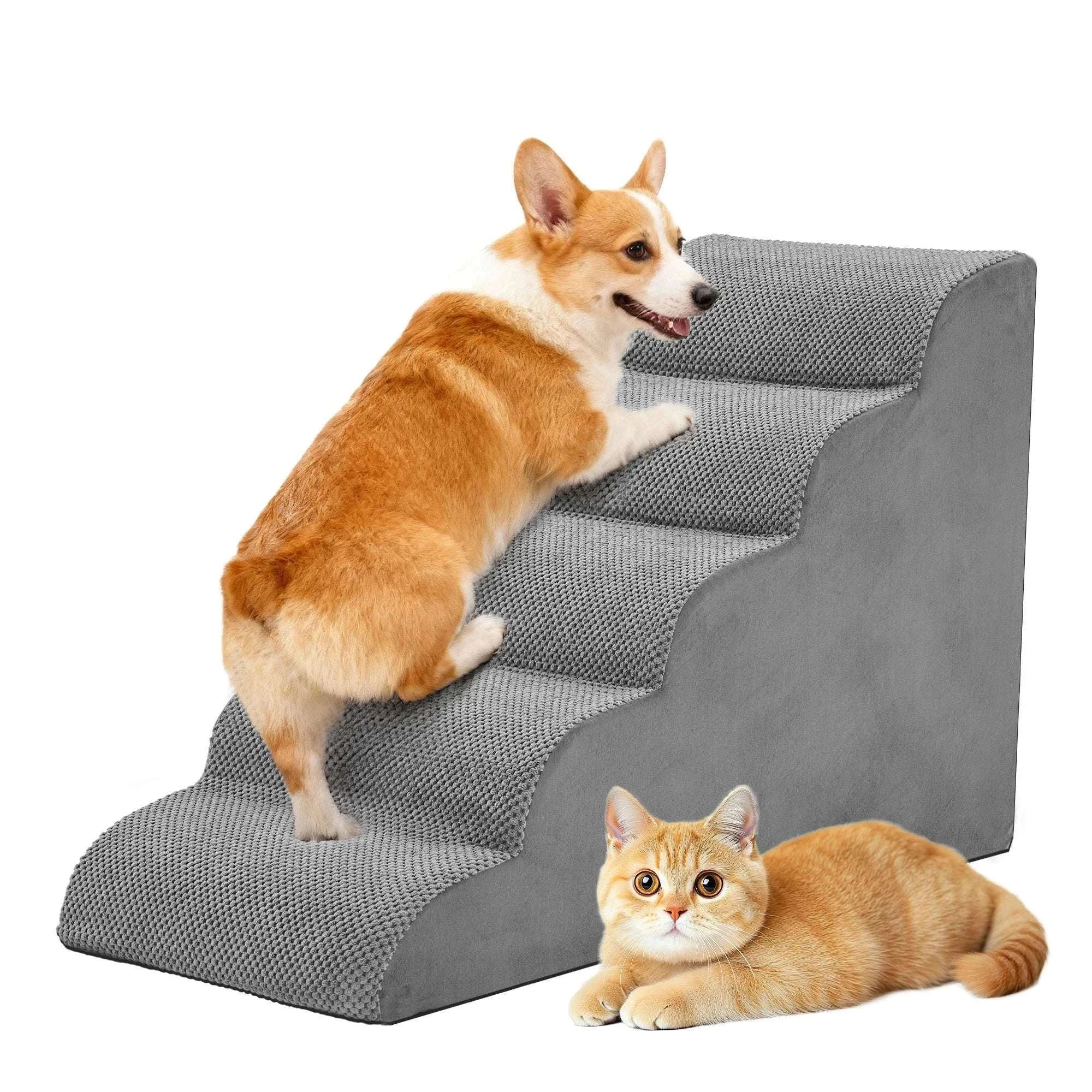 Curved Foam Dog Stairs Ramp Non-Slip Steps for Small Pets-5 Layers / United States