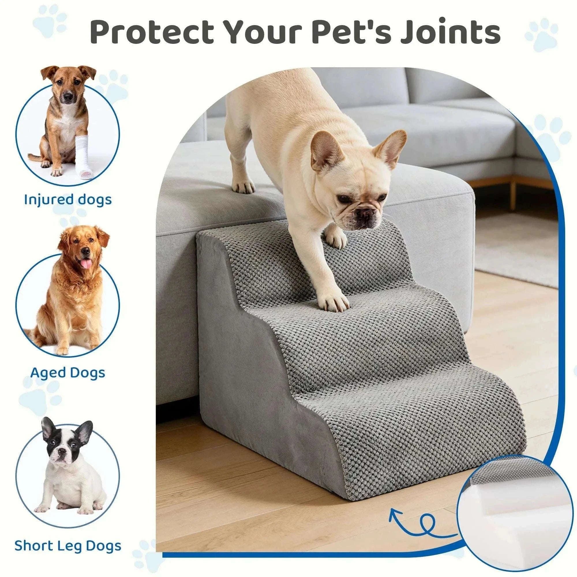Curved Foam Dog Stairs Ramp Non-Slip Steps for Small Pets-5 Layers / United States